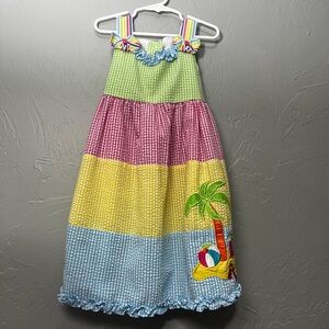 Emily Rose Colorful Kids Summer Dress Size 6 Sundress Seersucker